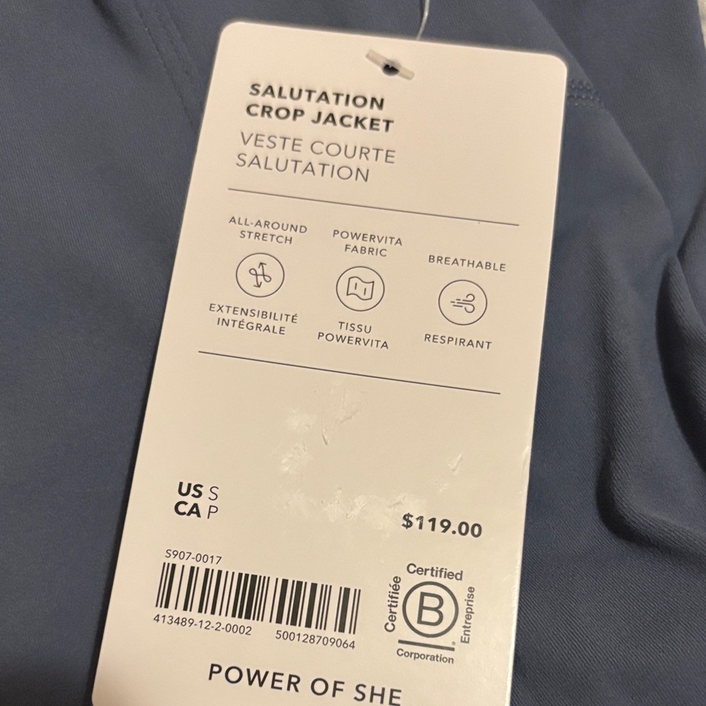 Athleta Salutation Crop Jacket - Blue